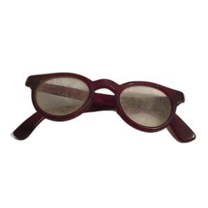Antique Round Horn Rim Eyeglasses - Burgundy Acetate - Retro Collector Frames